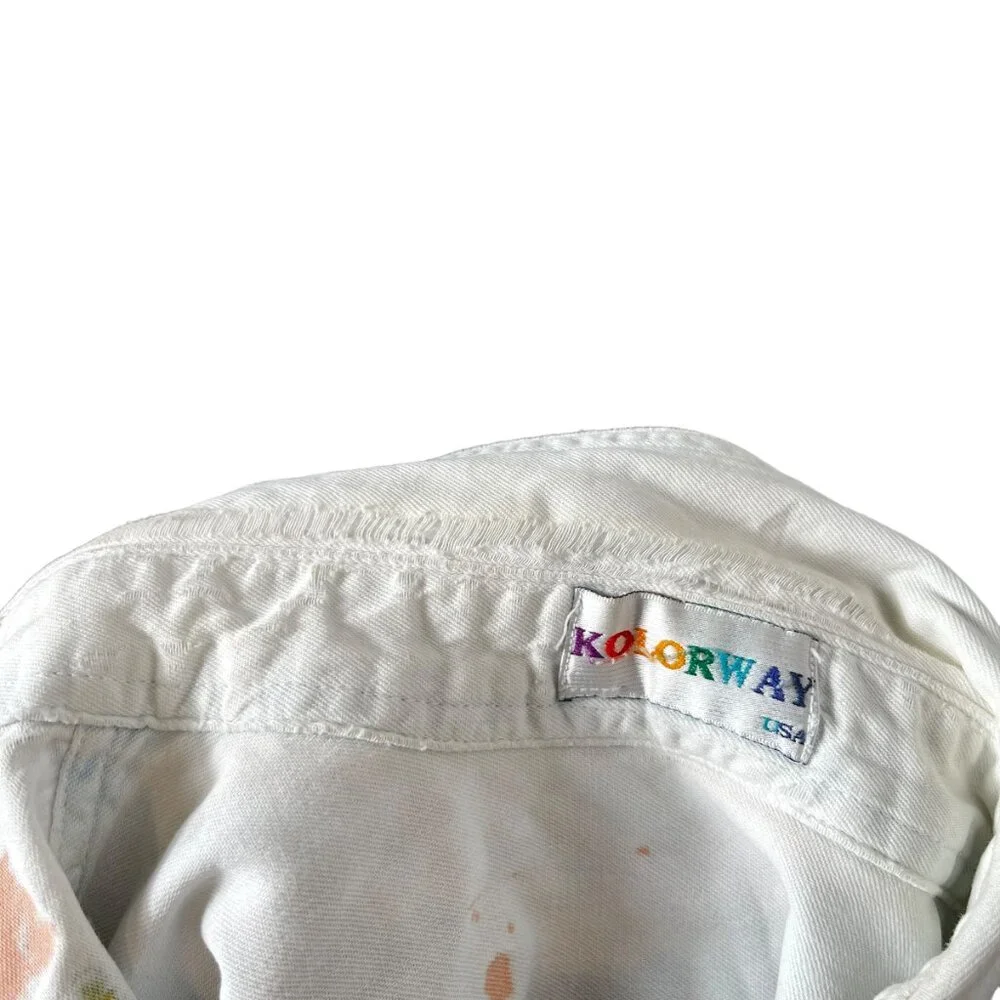 Vintage Kolorway USA Denim Button Up Shirt Womens Large Hand Painted Art to Wear - Picture 14 of 14